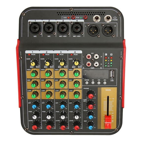 Rupoun 6 Channel Sound Board Mixer Bluetooth USB Professional DJ Consoler System 48V Phantom Power for PC Recording Live Streaming (12.6 inches / 32 cm)[cite: 1]