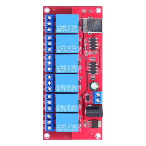 Rupoun 6 Channel USB Relay Module Modes Adjustable HID Drive Free USB Relay Board for Home Farm 24V