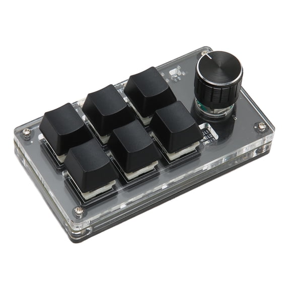 Rupoun 6 Key Mini Keypad with Knob Blue Switch Wired USB Wireless Bluetooth Dual Mode Mechanical Keyboard Black
