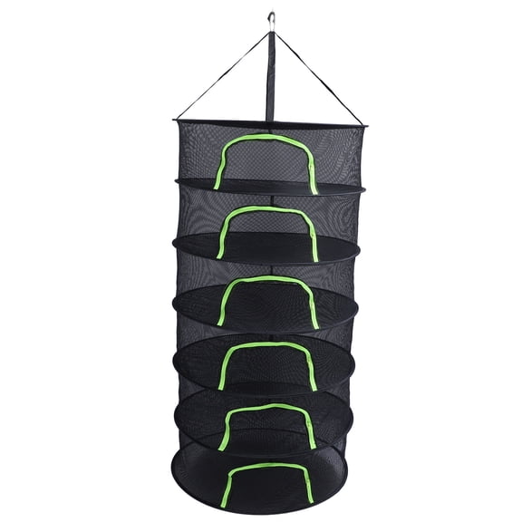 Rupoun 6 Layer Herb Drying Rack Breathable Zipper Closure Hanging Mesh Net for Buds Weeds Fish (8.66 inches / 22 cm)