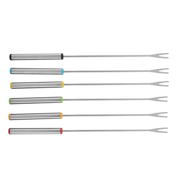 Rupoun 6 Pieces Stainless Steel Chocolate Cheese Dessert Fondue Pot Forks Set Kitchen Tableware Tool, 9.45 inches / 24 cm