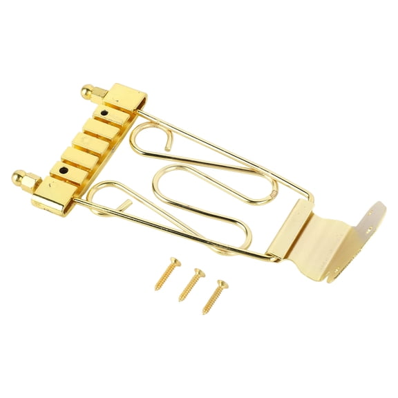 Rupoun 6-String Electric Bass Bridge Tailpiece Replacement Part, Zinc Alloy Construction, Gold Finish, 6.30 inches / 16.00 cm