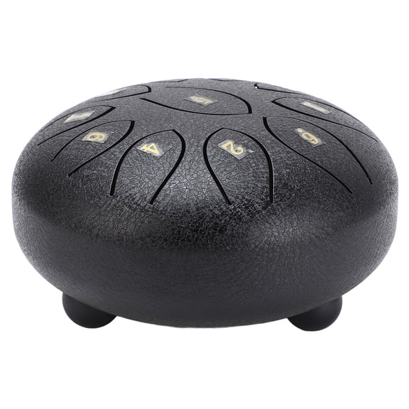 Rupoun 6-inch 11-Note Steel Tongue Drum, Premium Carbon Steel Ethereal Pan Drum for Sound Healing, Meditation, Yoga and Chakra Relaxation, Black (15.24 cm)