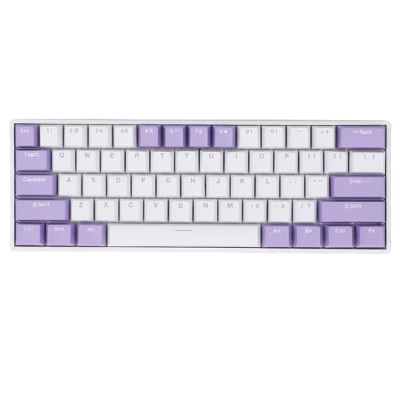 Rupoun 60% 61 Keys Mechanical Gaming Keyboard Wireless 2.4G Bluetooth 3.0 5.0 Type C Wired RGB Backlit Keyboard Red Switch Anti Ghosting for Win Mac Android, White