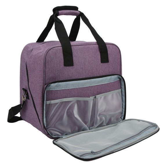 Rupoun 600D Oxford Cloth Sewing Machine Bag Large Capacity Carrying Case with Multiple Pockets & Shoulder Strap Portable Storage Universal Handbag Cover for Most Scenarios Purple (16.14 in/41 cm)