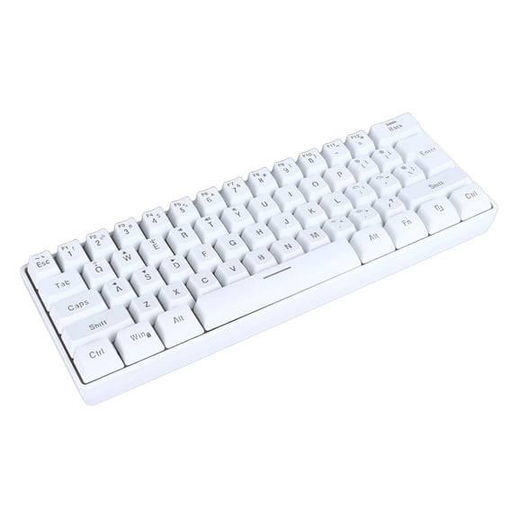 Rupoun 61 Keys Gaming Keyboard 2.4G Bluetooth Wired 3 Modes Keyboard RGB Backlit Membrane Keyboard for Home Dormitory Office White 12.6 inches / 32 cm