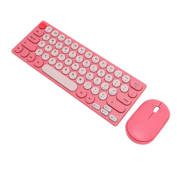 Rupoun 64-Key Retro 2.4G Wireless Keyboard and Mouse Combo, Portable Computer Set with 1200 DPI Optical Mouse, Auto Sleep, Red (14.17 inches / 36 cm)