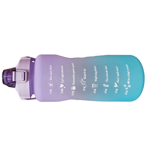 Rupoun 67.6 oz (2000ml) Gradient Frosted Sports Water Bottle with Straw & Handle, Leakproof, Purple