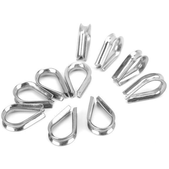 Rupoun 6MM Stainless Steel Boat Wire Rope Clamps Cable Protective Rings Heavy Duty Marine Grade Thimbles Clamps for Sailing Rigging Hardware, 10 Pack (0.24 inches / 6 mm)