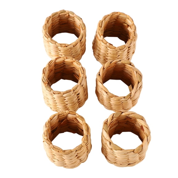 Rupoun 6Pcs Woven Corn Husk Napkin Rings Retro Rustic Style Strong Durable Napkin Holders for Party Wedding Ceremony and Everyday Dining