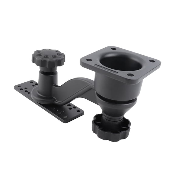 Rupoun 6in (15.2 cm) Swing Arm Mount Marine Grade Aluminum Horizontal Base Bent Bracket for Fish Finders & Chartplotters, Durable Boat Electronics Holder - Black