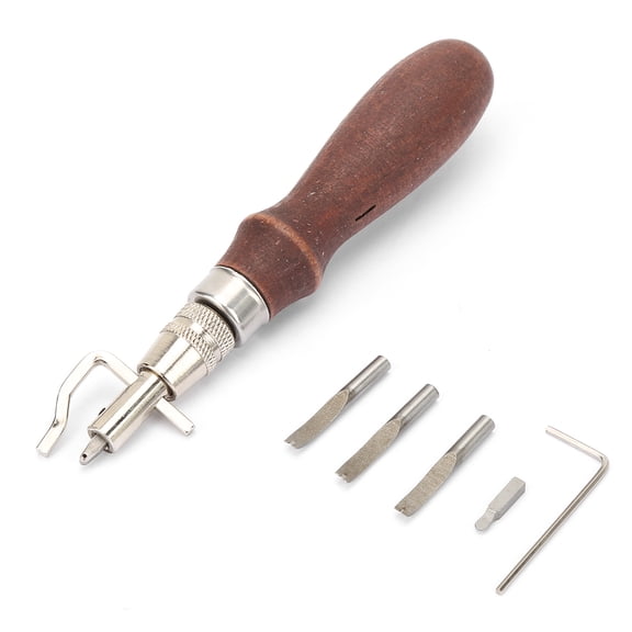 Rupoun 7 in 1 Multifunction Edge Beveller Groover Handle Leather Creaser Edge Trimming Tool for Leathercraft Beginners and Professionals
