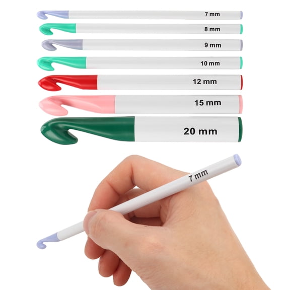 Rupoun 7Pcs Crochet Set Hollow Tube Plastic Color DIY Knitting Tools Sweater Needle Accessories 8.27 inches / 21.00 cm