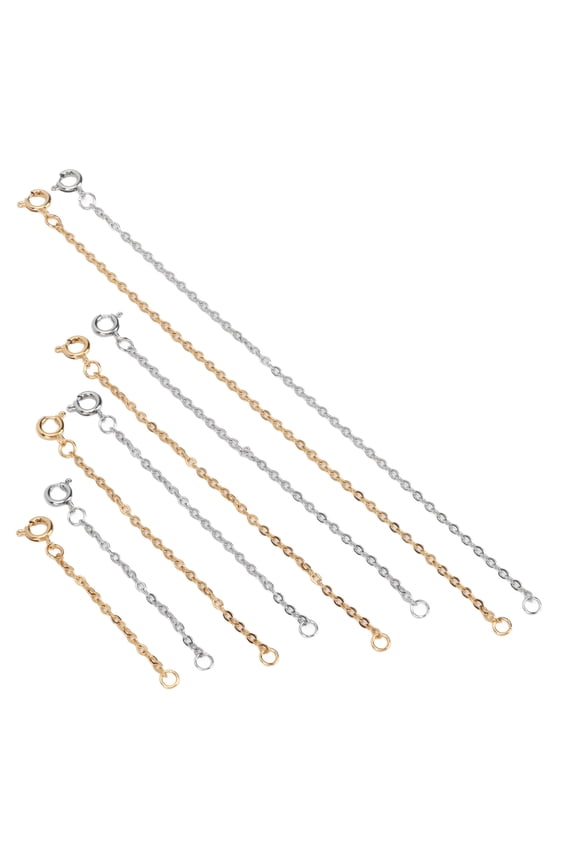 8 Pcs Necklace Extender Stainless Steel Gold Silver Jewelry Chain Extension Set 2in/5.1cm 3in/7.6cm 4in/10.2cm 6in/15.2cm with 6mm Spring Clasps Assorted Sizes for Women and Men