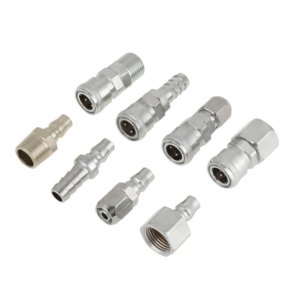 Rupoun 8-Piece BSP 1/2 Inch Pneumatic Air Compressor Hose Quick Coupler Plug and Socket Connector Set Silver