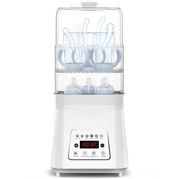 RUPOUN 8-in-1 Bottle Sterilizer and Dryer, Electric Steam with Baby Bottle Warmer, Food Prep, White