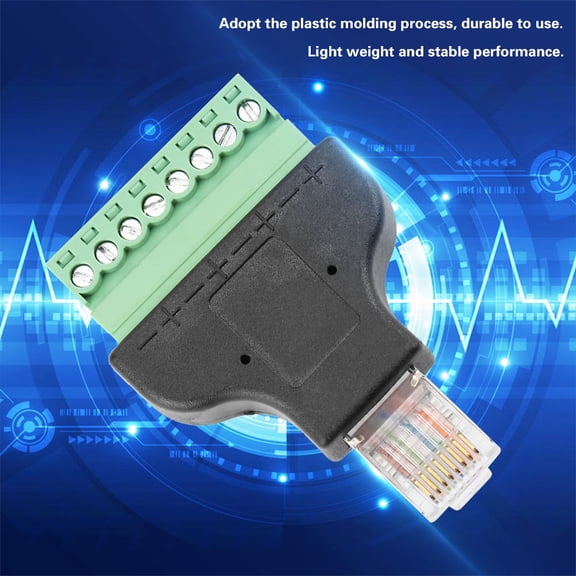 Rupoun 8P8C Ethernet RG-45 Male To Terminal 8 Pin Digital Adapter Connector Conversion Head, Green