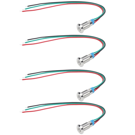 Rupoun 8mm Metal LED Indicator Light Common Cathode 12-24V Red and Green Flat Head 4 Pack