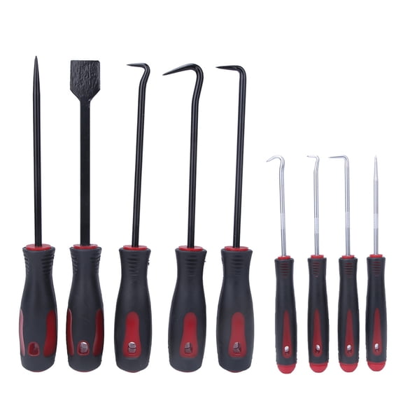 Rupoun 9-Piece Precision Scraper, Pick, and Hook Set - Heavy Duty Oil Seal Puller and Gasket O-Ring Hose Removal Tool Kit with Ergonomic Grip for Automotive Electronics Repair (14.17 in / 36 cm)