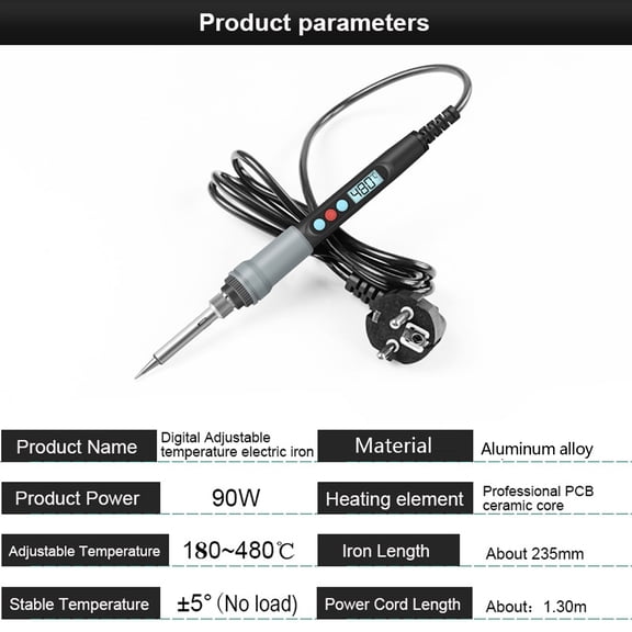 Rupoun 90W Constant Temperature Electric Soldering Iron 180-480C Adjustable LCD Display 110V US Plug