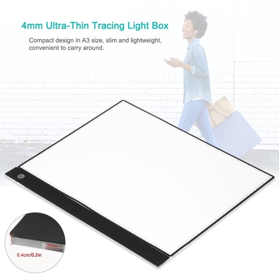 Rupoun A3 LED Tracing Light Box Pad Graphic Tablet 4mm Ultra-Thin Drawing Board Copyboard with 3 Levels Dimming Separate Scale Plate Clips USB Cable for Artist Animation Sketching 15.7 in / 40 cm