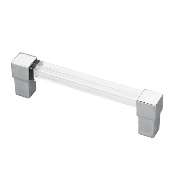 Rupoun Acrylic Drawer Pulls 3.78 Inch (96mm) Hole Spacing Clear Crystal Cabinet Handles with Silver Zinc Alloy Base for Kitchen Dresser Wardrobe Door