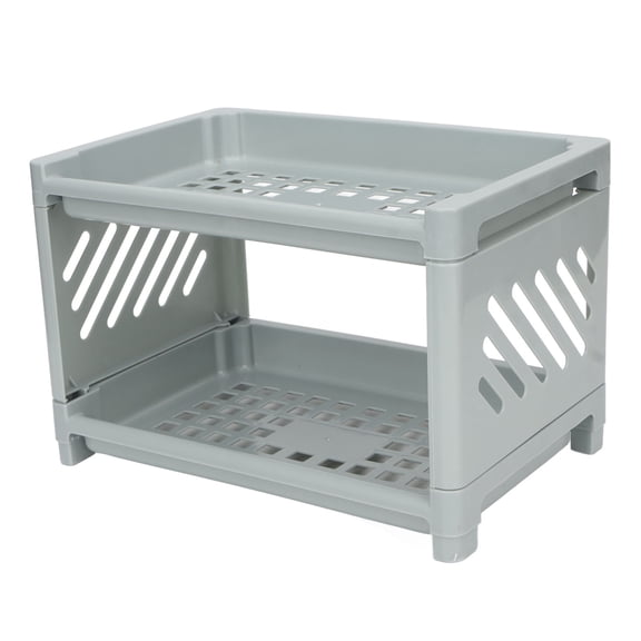 Rupoun Acrylic Makeup Organizer 2 Tier Desk Storage Display Shelf Hollow Design Cosmetic Rack for Home Bathroom Table Vanity, Clear