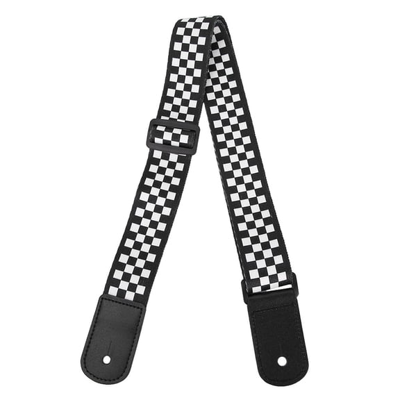 Rupoun Adjustable Black and White Squares Ukulele Strap, Premium 4 String Hawaii Guitar Shoulder Strap Accessory, Includes Tie Rope, 41.3 Inches / 105 cm Length