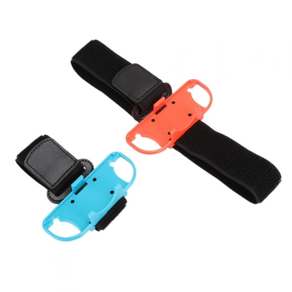 Rupoun Adjustable Elastic Sport Dance Wrist Band and Leg Strap Set for Nintendo Switch Joy-Con Games, Breathable Hook and Loop Gaming Controller Accessories, 6.1 inches / 15.4 cm Length, Black