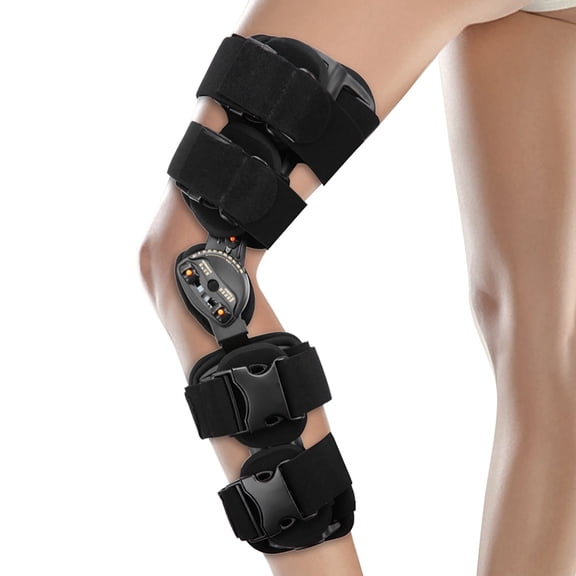 Rupoun Adjustable Knee Joint Brace Surgical Fixation Stabilization Fracture Ankle Support, Black (18.1 inches / 46 cm)