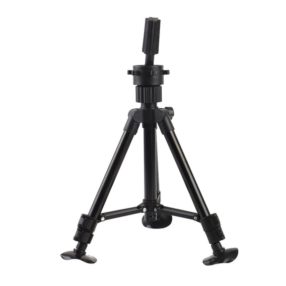 Rupoun Adjustable Wig Stand Mannequin Head Tripod Holder Plastic Aluminum Alloy Hair Salon Styling Training Display Block Head Holder with Suction Cups, Black, 15.75 Inches / 40 cm