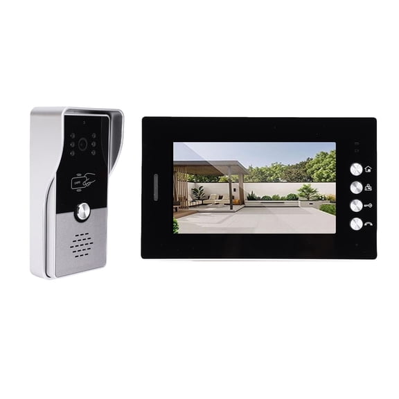 Rupoun Advanced Wired Video Doorbell Intercom System 7 Inch Color Screen Smart Home Entry Door Phone Kit with HD Camera for Villa Apartment Hotels - Black Silver EU Plug Variant