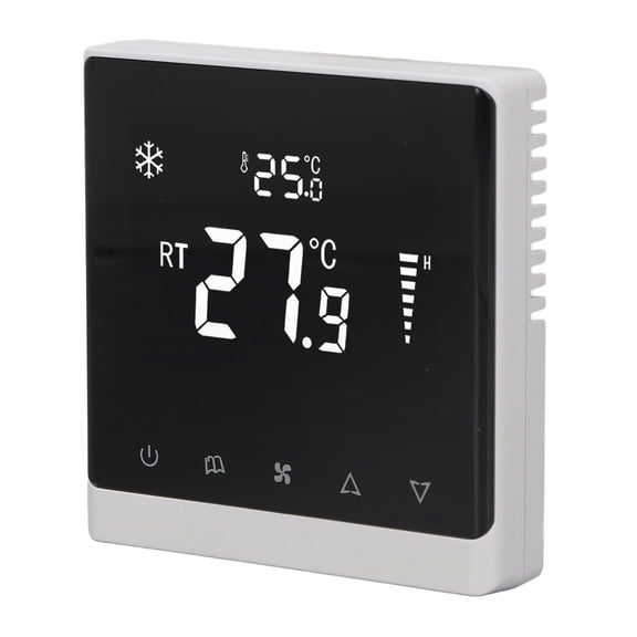 Rupoun Air Conditioning Fan Thermostat Home Touchscreen Digital Temperature Controller DC Brushless 180-260V Wall Mount Panel For Residential Commercial Use