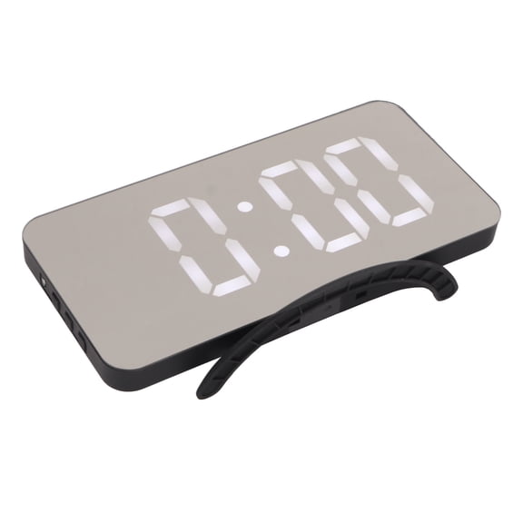 Rupoun Alarm Clock Dual USB Output Light Sensing Time Temperature Display LED Mirror Digital Clock Black Shell for Cars & Home (6.3 inches / 16 cm)