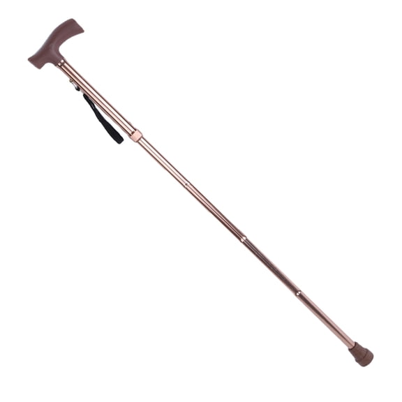 Rupoun Alloy Foldable Elderly Safety Walking Stick Guide Blind Cane Crutch Bronze Adjustable Length Non-Slip Handle Wrist Strap Portable Mobility Aid 33.1 to 37 inches