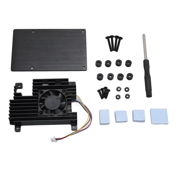 Rupoun Aluminium Alloy Protective Case for RasPi 5, Anti-Scratch Cooling Metal Housing, Premium Motherboard Cooling Shell with Fan & Heatsinks, 2.2x3.35x0.87 in / 56x85x22 mm[cite: 1]
