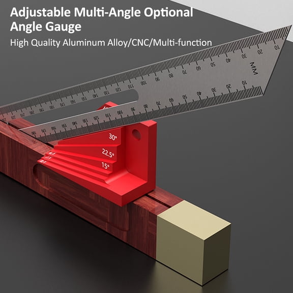 Rupoun Aluminum Alloy Woodworking Ruler Measuring Tools Carpenter Scriber Protractor, Red, 2.52 in / 6.4 cm