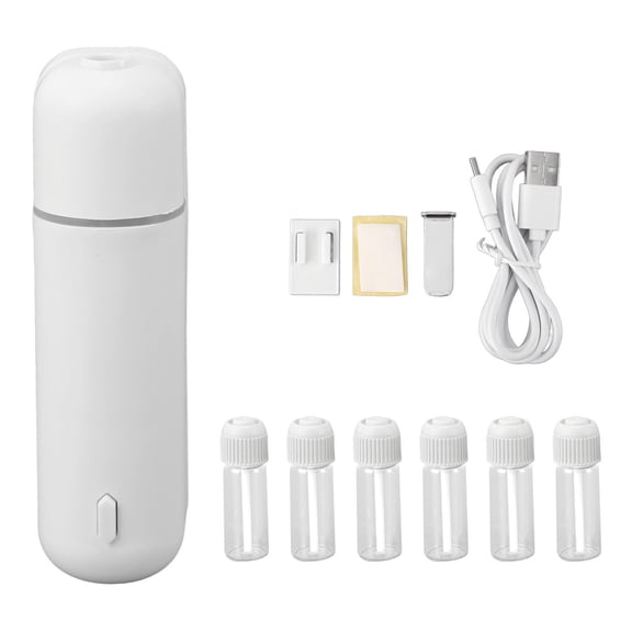 Rupoun Aromatherapy 5 ml Portable Diffuser with 6 DIY Scent Bottles – Long‑Lasting Bathroom Air Freshener, Durable ABS & Glass Design