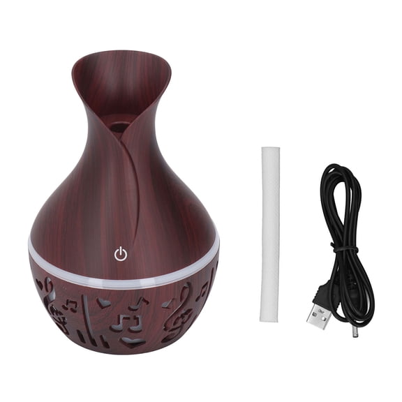 Rupoun Aromatherapy Diffuser 300ml (10.14 oz) USB Powered Wood Grain Ultra Quiet LED Night Light Desk Humidifier for Home Office Hotel