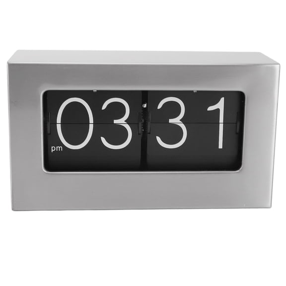 Rupoun Auto Flip Clock 12H Stainless Steel Retro Style Clear Display Flip Down Desk Clock for Home Living Room Office, 8.07 Inches