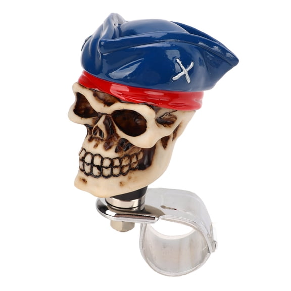 Rupoun Automotive Modification Skull Shape Steering Wheel Spinner 1.2in Diameter Resin Turn Knob Booster Power Handle Assist Fits Most Cars Trucks Tractors Boats Tricorne Hat Blue