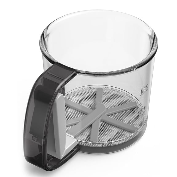 Rupoun Baking Flour Sifter Handheld Powdered Sugar Sieve Cup with Fine Stainless Steel Mesh and Semi-Automatic Spring Action Handle 3 Cups Capacity Grey