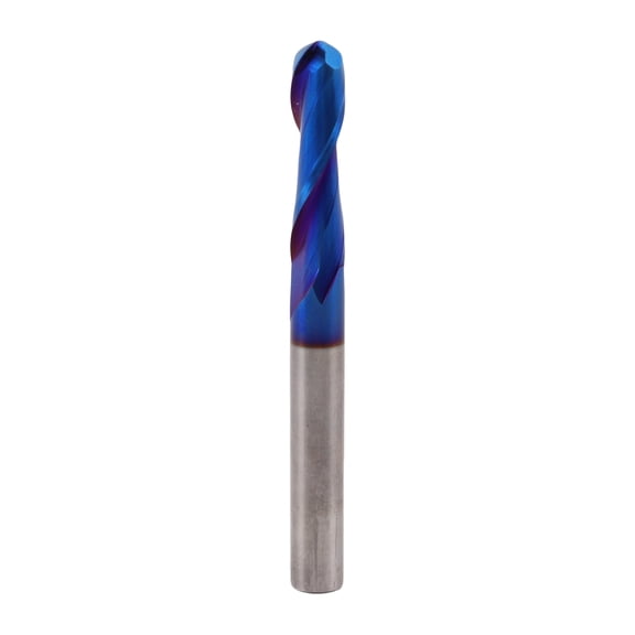 Rupoun Ball Nose CNC Router Bit with Nano Blue Coating Carbide Spiral End Mill for Plastic Wood 1/4 Inch Shank 1 Inch Cutting Length (1/4 in / 6.35 mm)