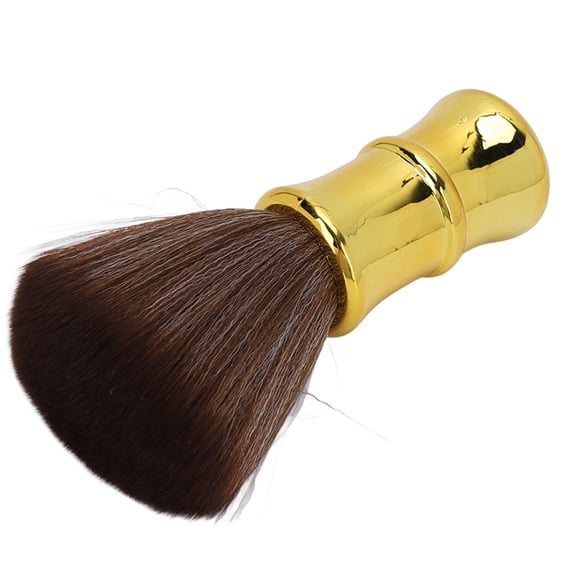 Rupoun Barber Neck Duster Brush Soft Nylon Hair Electroplating Process Neck Cleaning Brush for Hair Salon Stylists and Barbers, High-End Golden Finish Ergonomic Handle (5.9 inches / 15 cm)