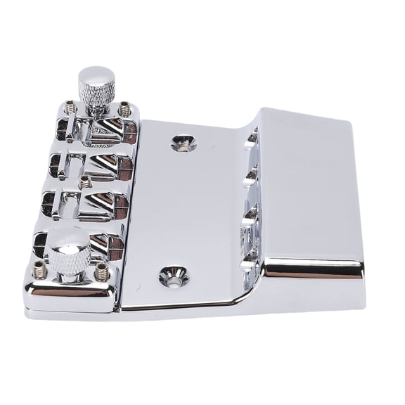 Rupoun Bass Bridge Fit for Rickenbacker 4 String 18mm Adjustable Chrome Plated Zinc Alloy Saddles Assembly Guitar Replacement Parts