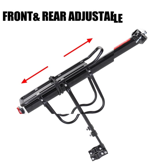 Rupoun Bicycle Luggage Carrier Cargo Rear Rack Shelf Cycle Seatpost Bag Holder, Adjustable Aluminum Alloy Rack with Install Tools, Black (20.87 inches / 53 cm)