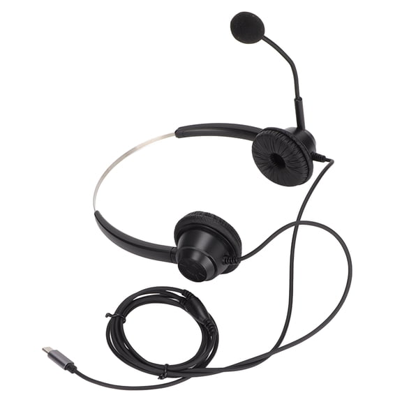 Rupoun Binaural Business Headset Type-C Double Sided Office Headset with Microphone for Customer Service Call Center Online Course Conference VOIP Calls Black[cite: 1]