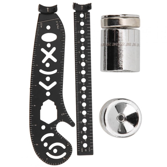 Rupoun Black Iron Multifunction Drawing Ruler Tool, Innovative Magnetic Compass Measurement EDC, 17mm / 0.67 in
