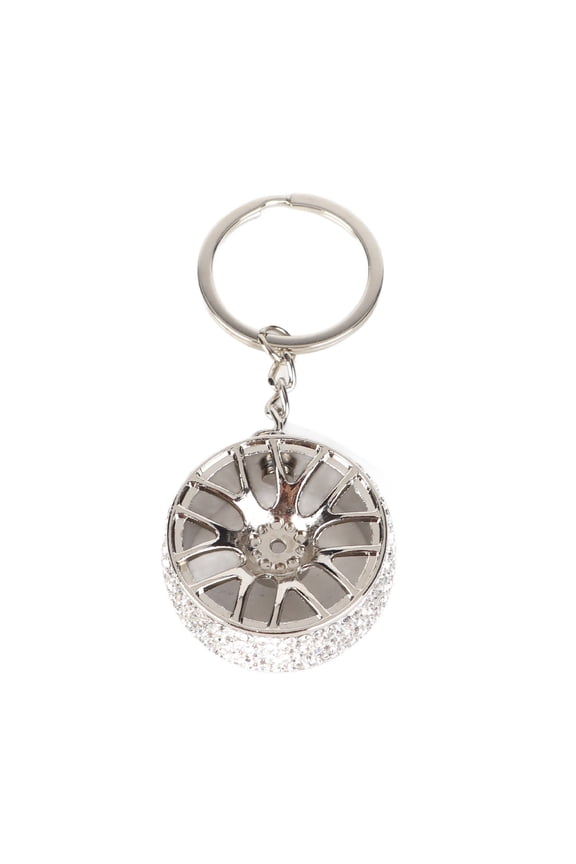 Bling Car Keychain Fashionable Rhinestone Key Fob Universal Key Decorations for Women, White