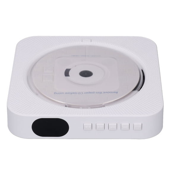 Rupoun Bluetooth CD Player Portable Wall Mountable Home Audio Disc Player with Remote Control, Dual Speakers, Built-in Display, Supports CD/MP3/WMA Formats, White (7.09 inches / 18 cm)